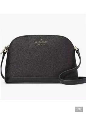 Kate Spade NWT  $199 Black Tinsel Glitter Small Dome Crossbody bag